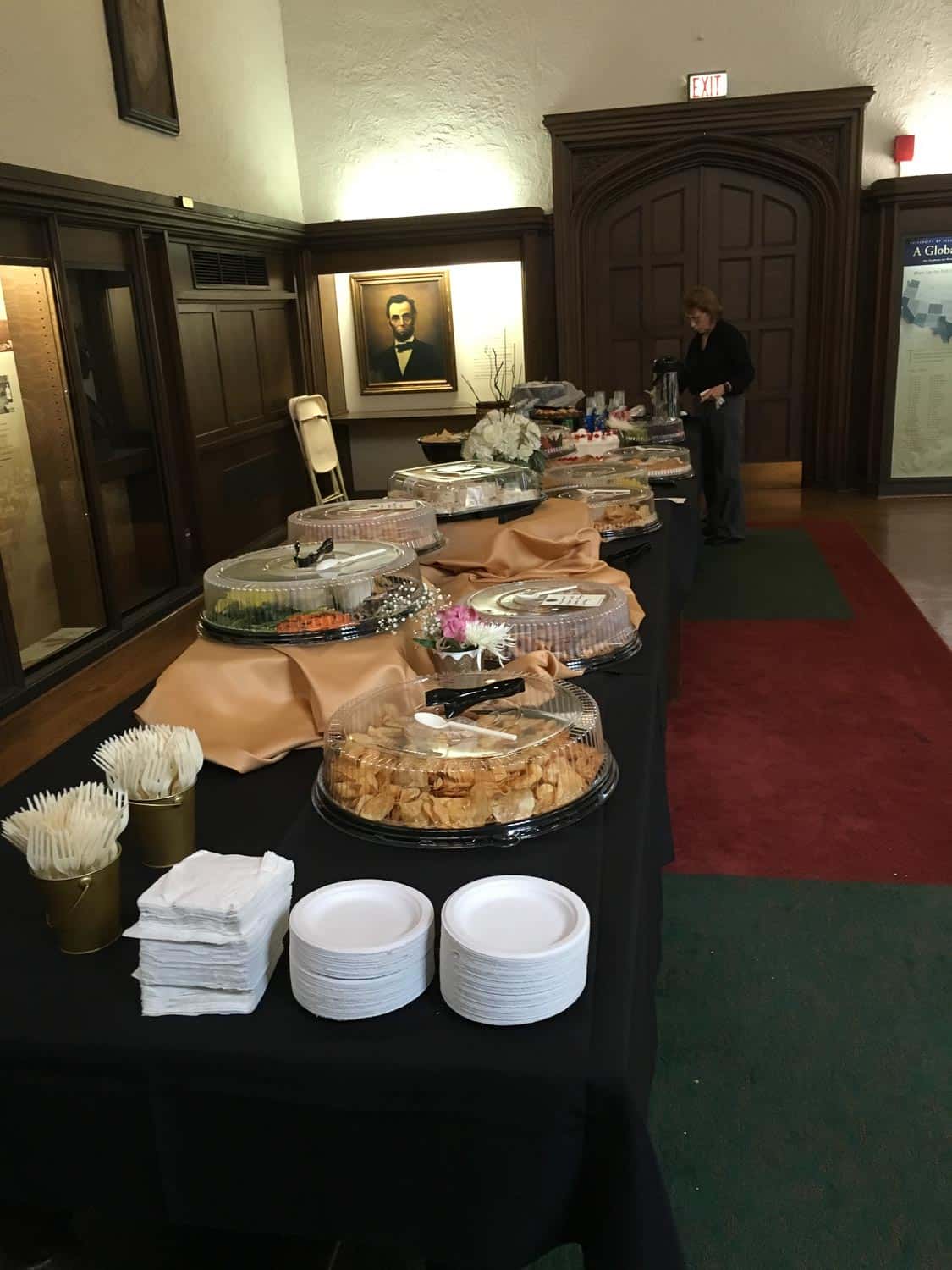 Catering table with food and drinks at Prime Time Event Planning.